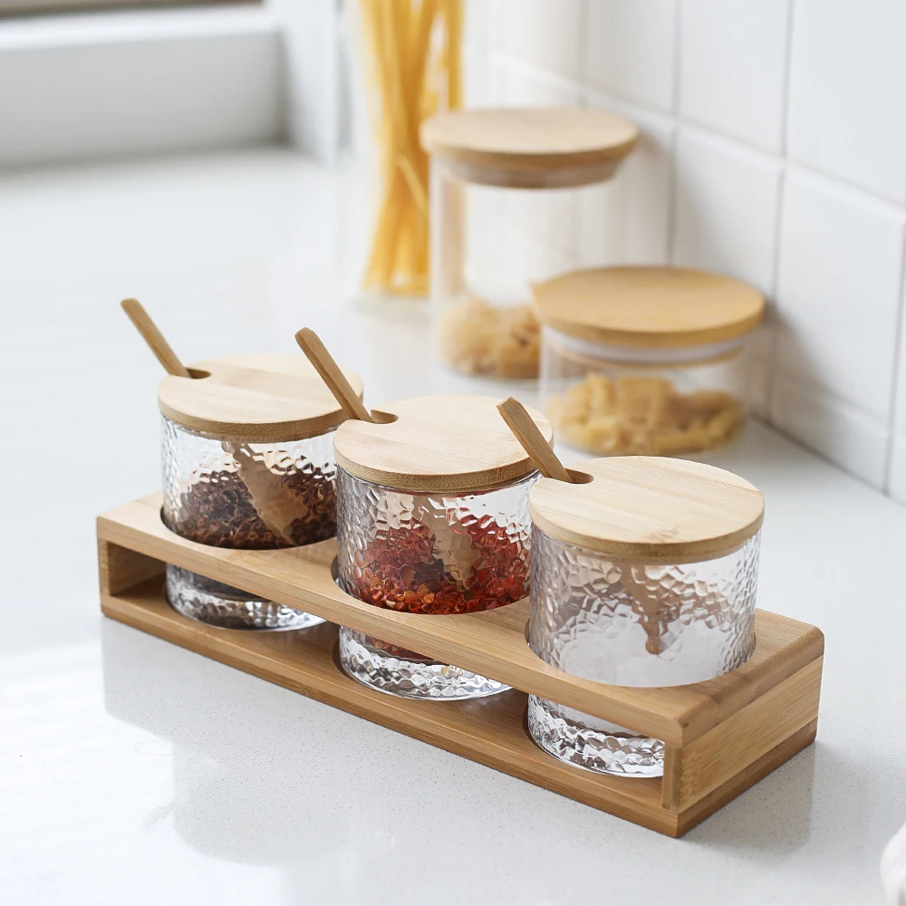 Японский молоток шаблон стеклянная приправа стойка для банок набор коробка