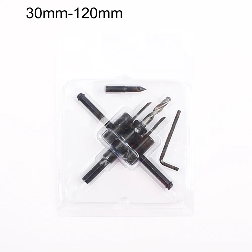 120mm and package LUBAN регулируемый металлический, деревянный круг, кольцевая пила, сверло, резак, набор инструментов DIY 30 мм-120 мм, лезвие из черного сплава 30 мм-200 мм 30 мм-300 мм - Цвет: 120mm and package