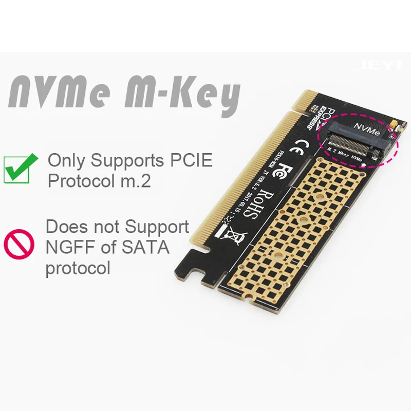 JEYI из 2 предметов Swift NVME X16 переходная карта pci-e карта M.2 2280 пыленепроницаемый золото полоса алюминиевая Термальность проводимость Кремниевая Пластина