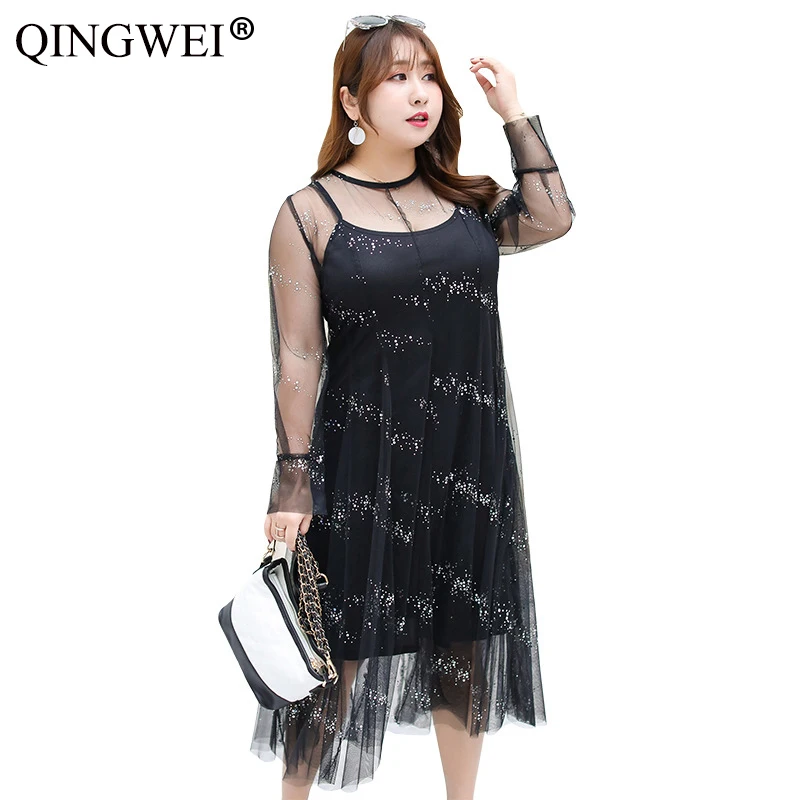 Платье размера плюс 5XL модное элегантное милое кружевное платье с вырезом