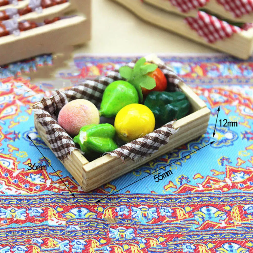 

1/12 Dollhouse Miniature Accessories Mini Fruit Set with Box Simulation Food Model Toys for Doll House Decoration