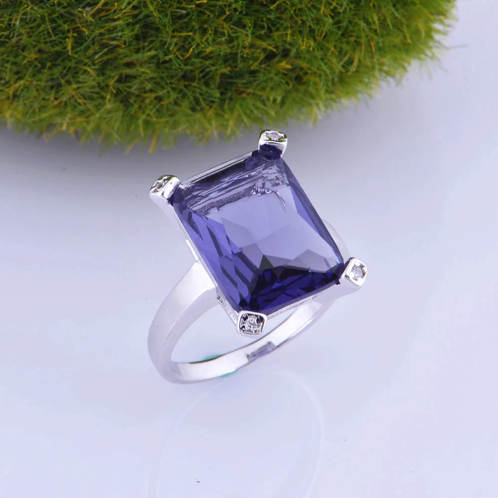 Almei Ювелирные Наборы Серебро Цвет Циркон Bijoux Черепаха Фиолетовый Камни Кристалл