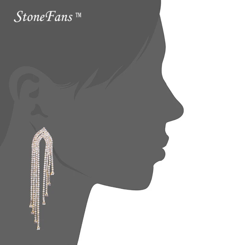 Серьги-подвески StoneFans для женщин модные ювелирные изделия 2018 с кисточками