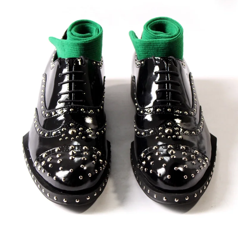 Новинка Мужские туфли из натуральной кожи Цвет черный Свадебная вечеринка