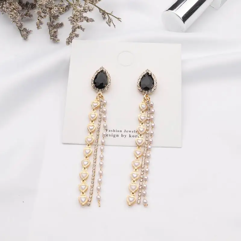 MENGJIQIAO корейские массивные Большие капли воды Кристалл Длинные серьги для женщин сердце Имитация Жемчуга кисточкой Pendientes Brincos