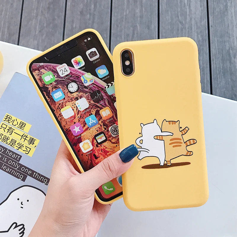Милый чехол с мультяшным котом для iPhone 11 Pro Max XS XR X 7 6 6S 8 Plus SE 2020 SE2 Funny Banana мягкая