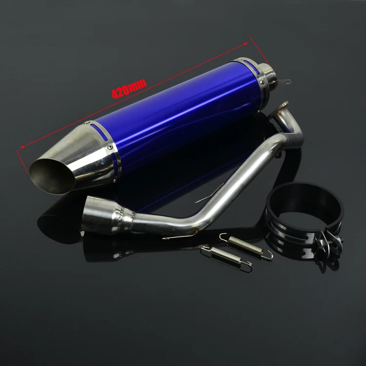 Мотоциклетная синяя выхлопная труба из нержавеющей стали и глушитель полная