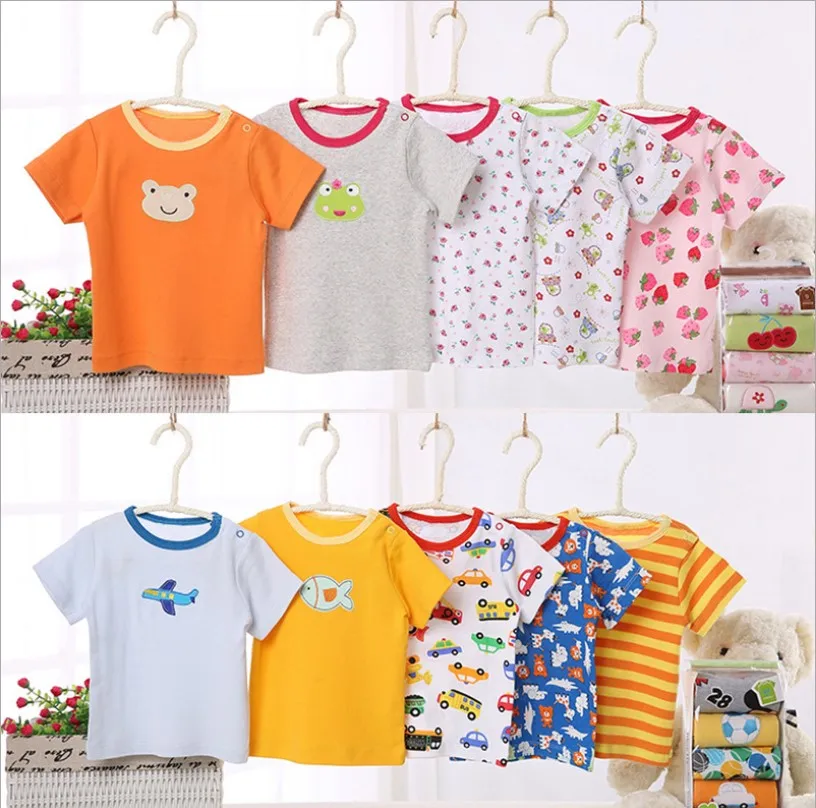 3 Picecs Baby Random Clothing Kids Summer Sleeve T-shirt Cotton Boys Cute Embroidery Cartoon Blouse Infant Girls Clothes | Детская