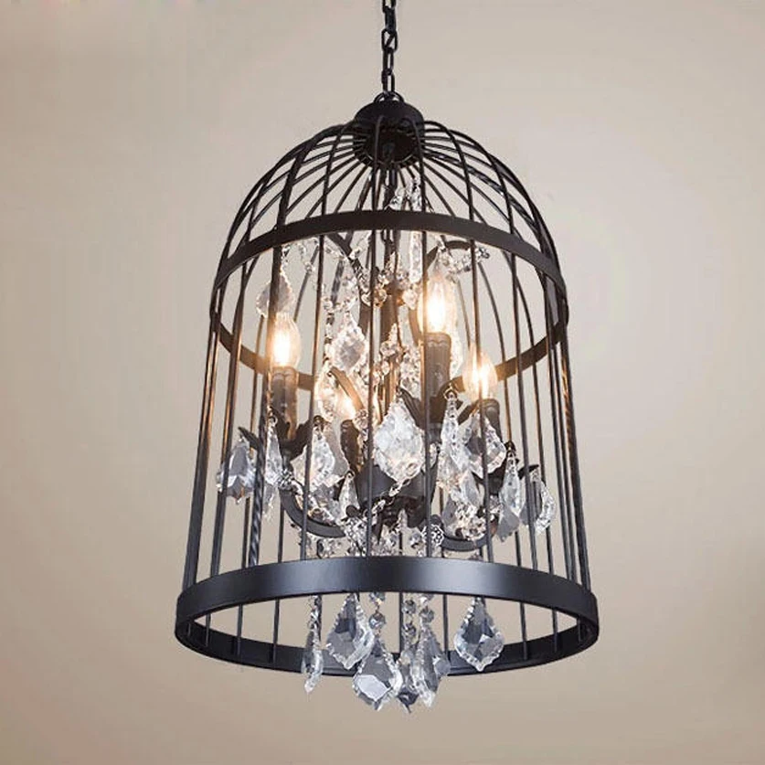 Лофт американский Ретро промышленный Хрустальный фонарь Ресторан гостиная кафе