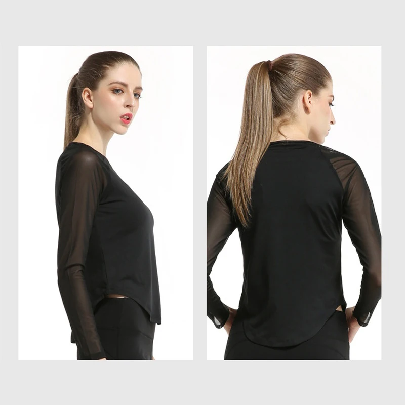 Воскресенье Роза бренда женские Рубашки йоги спорт с длинным рукавом Бег Фитнес