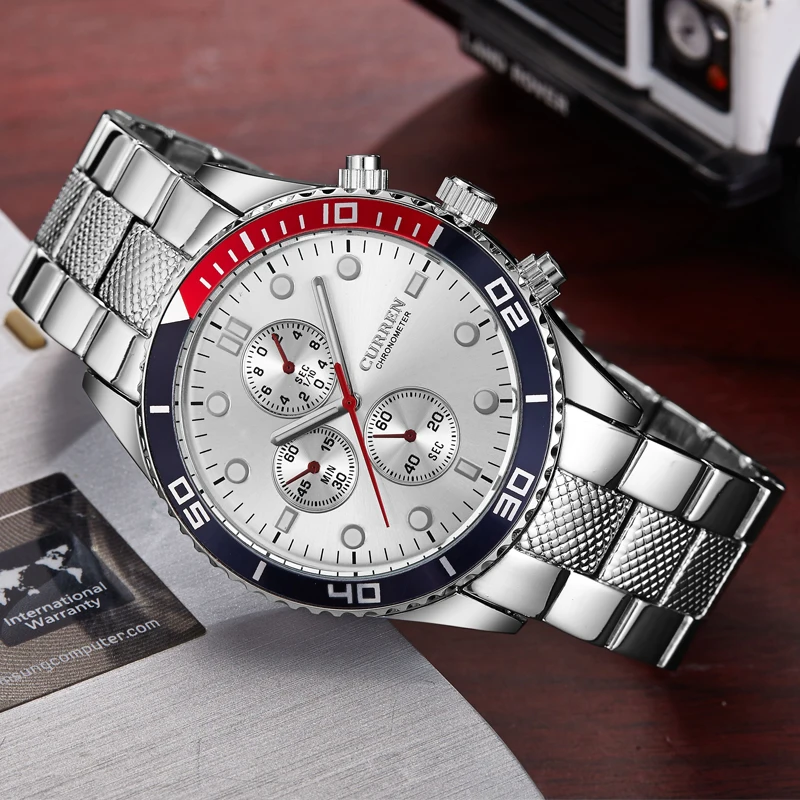 Часы наручные Curren Мужские кварцевые брендовые Роскошные спортивные армейские в