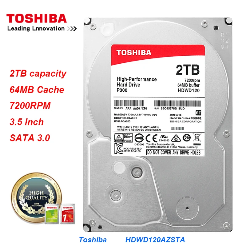 Оригинальный внутренний жесткий диск Toshiba HDWD120AZSTA 2 ТБ 3 5 дюйма SATA 0 7200 об/мин 64 Мб