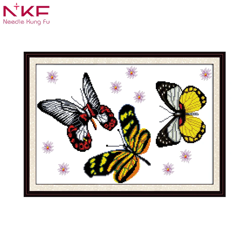 NKF крестом украшенная бабочкой дизайн 11/14CT Счетный и печатью украшения дома DIY