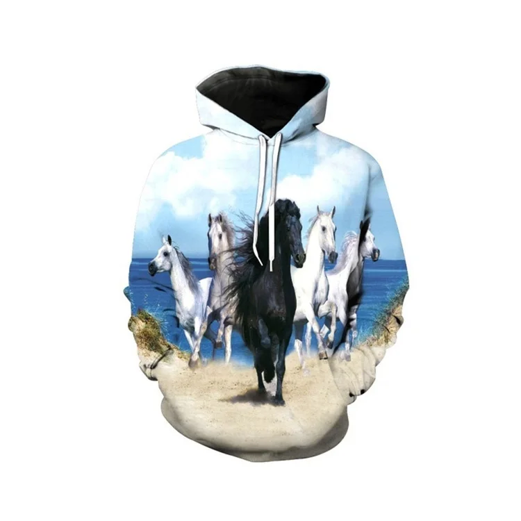Новая мода Живопись 3d толстовки животное лошадь креативный принт для