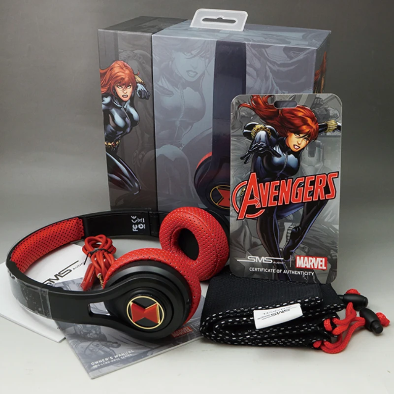 Игровая черно-красная гарнитура Marvel, Мстители, Черная Вдова, 3,5 мм, супер герой, серия стерео, микролайт, сопрт, проводные наушники, подарок