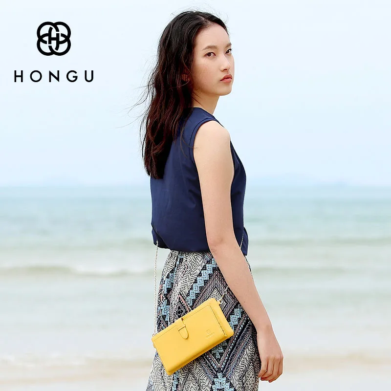 HONGU 100% натуральная коровья кожа сумки для женщин кошелек портмоне наплечный
