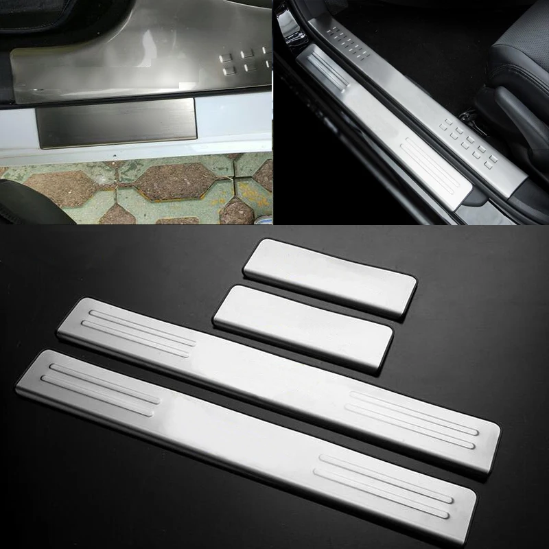 4 шт нержавеющей скребок для очистки ног на двери защита порога пластины педалей