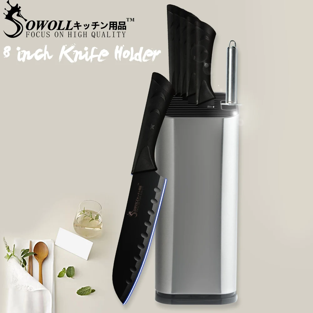 Stainless Steel 8&quot Kitchen Knife Stand Tool Holder Multifunctional Block Sooktops Tube Shelf Chromophous | Дом и сад