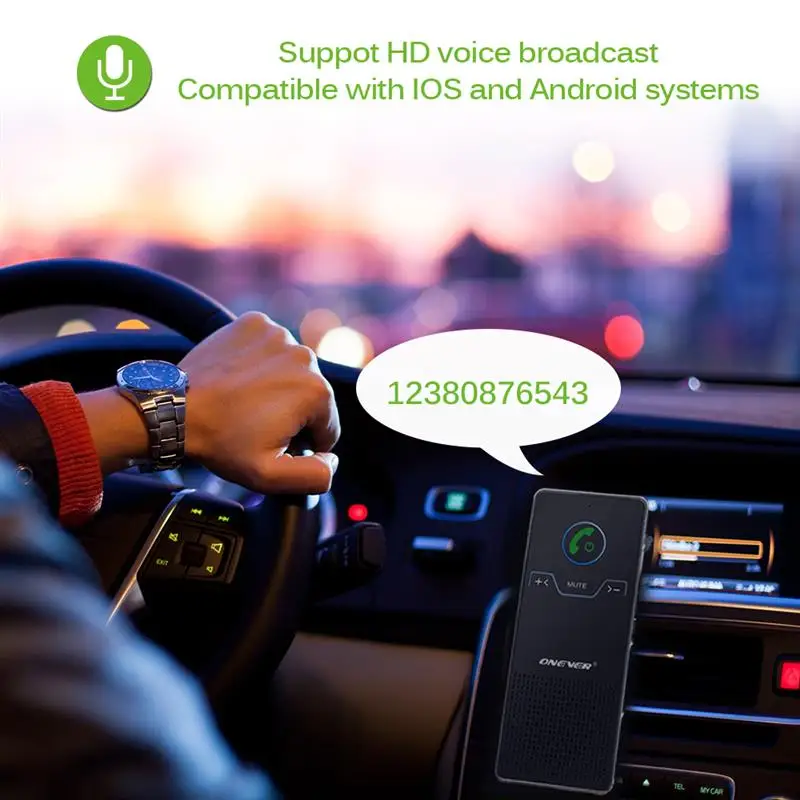 Onever Беспроводная гарнитура Bluetooth автомобильный комплект громкой связи динамик