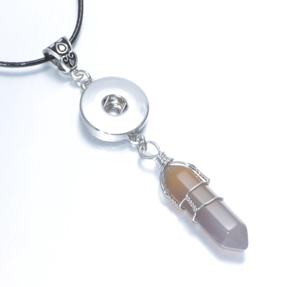 18 мм оснастки кнопку ювелирные изделия Талисманы Природный камень шестиугольник