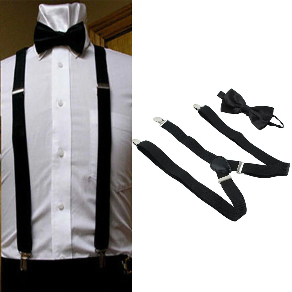 Ретро Регулируемый эластичный зажим в форме буквы У на спине подтяжки галстук