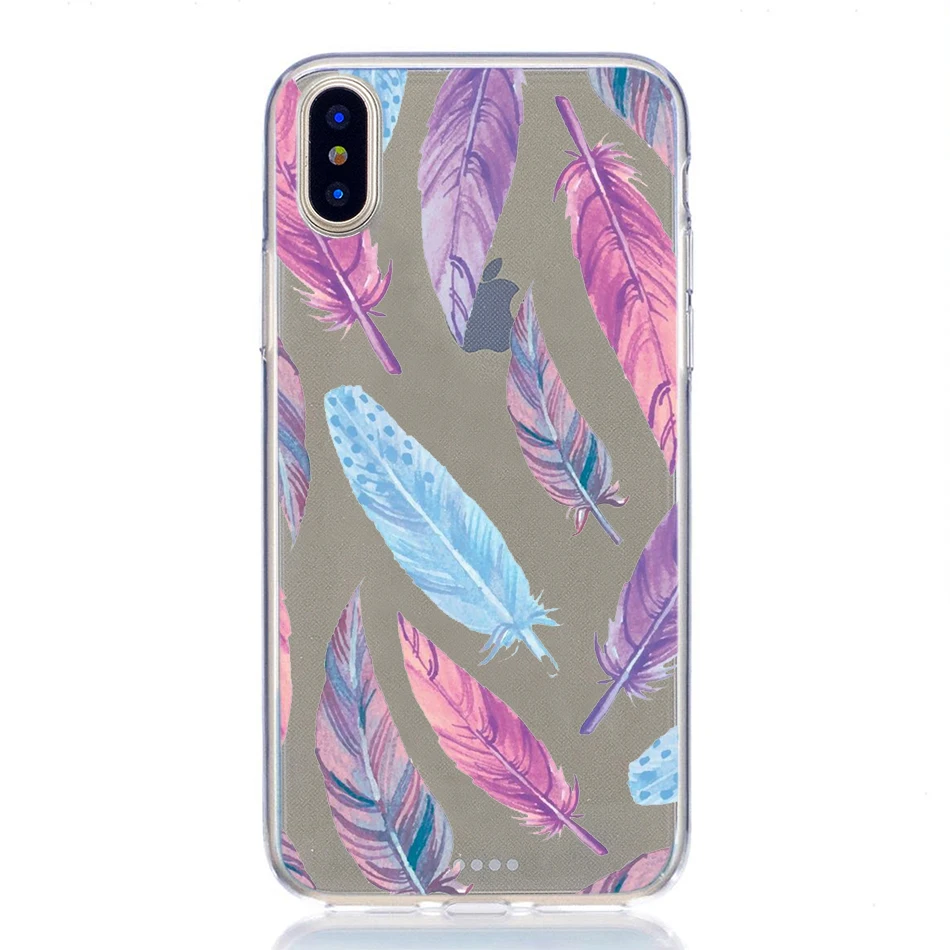 Cute funda for iphone x xs max xr 7 8 6 6s plus case silicone soft cute fun feather original coque phone back cover |