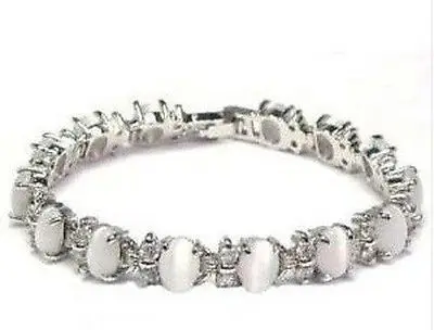 

Jewelry tibelt silver white opal bracelet 7.5''
