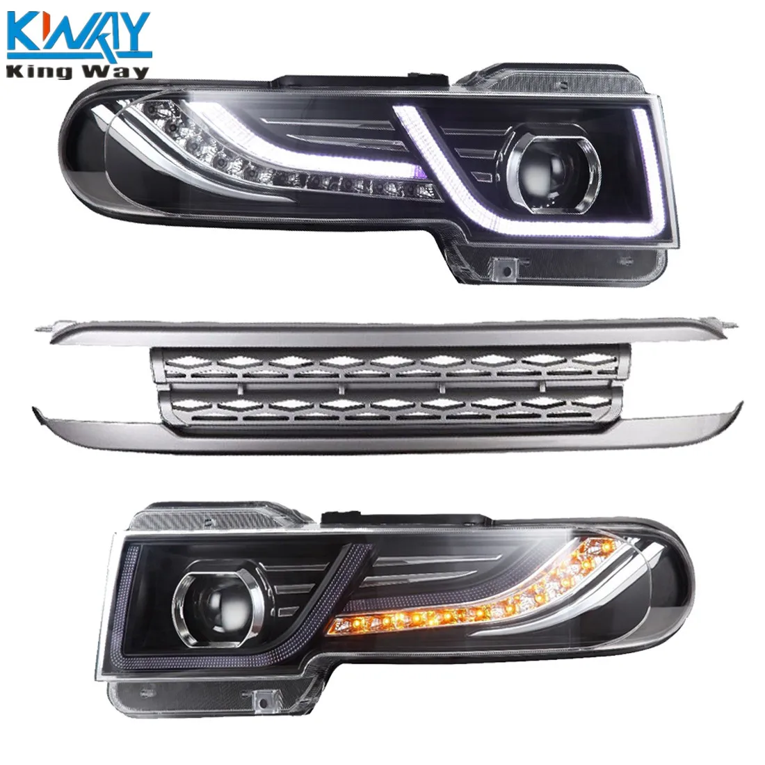 King Way Передняя светодиодная фара Halo проектор с решеткой для 2007 14 Toyota FJ Cruiser|led halo|halo