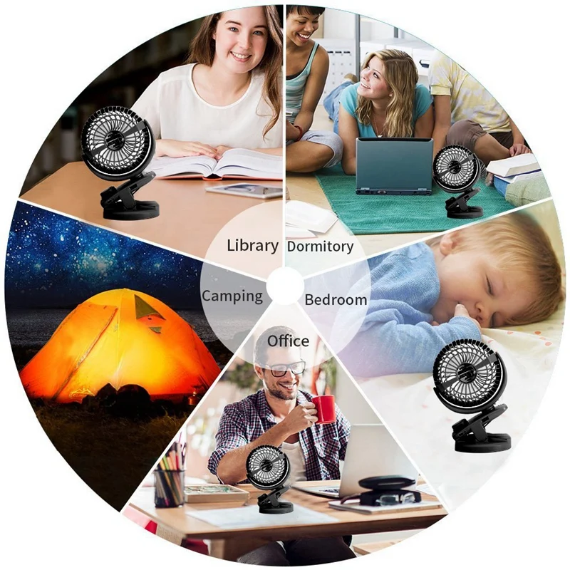 Работающий от батареи вентилятор на коляске-мини портативный Настольный с
