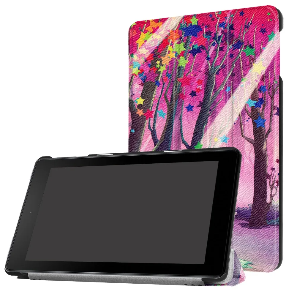 Чехол из искусственной кожи с принтом для Amazon Kindle Fire HD 8 2017 7 го поколения флип