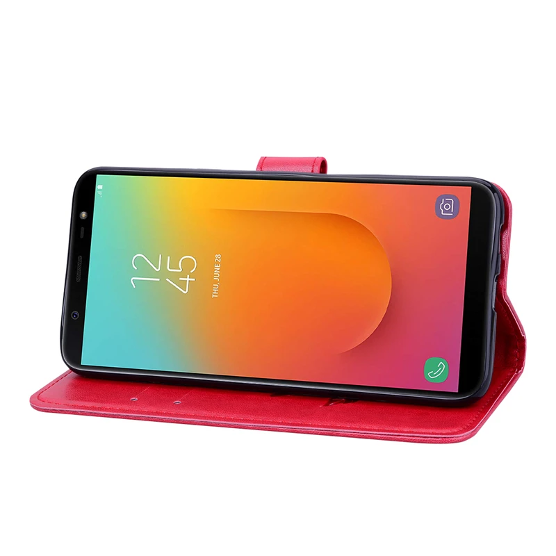 Кожаный чехол книжка с 3D цветами для Samsung Galaxy J8 2018 Обложка бумажник Чехлы чехлы J810