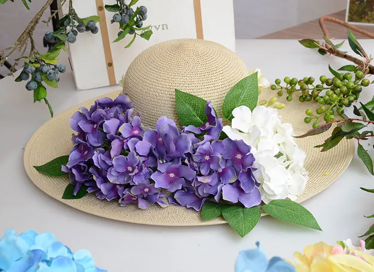 

30pcs of Single artificial silk flower head hair accessory diy flower wedding road cited props flower Hydrangea with iron wire