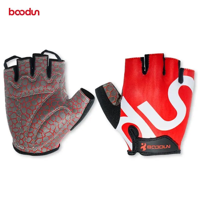 Red Boodun спортивные перчатки для спортзала 3D гелевые мягкие противоскользящие перчатки для тяжелой атлетики Фитнес Бодибилдинг Кроссфит тренировки - Цвет: Red