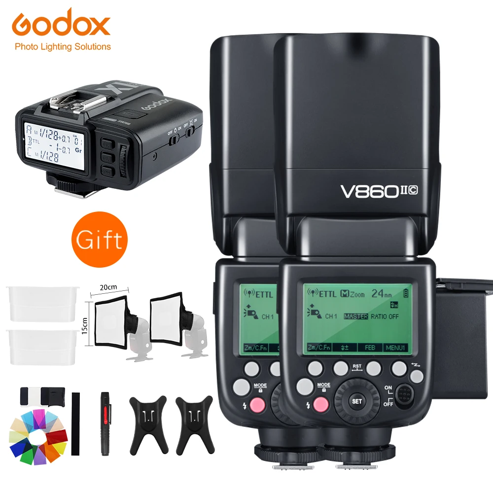 Бесплатная доставка DHL Godox 2xV860II C/N/S/F/O HSS 1/8000s TTL 2 4G литий-ионная Вспышка Speedlite +