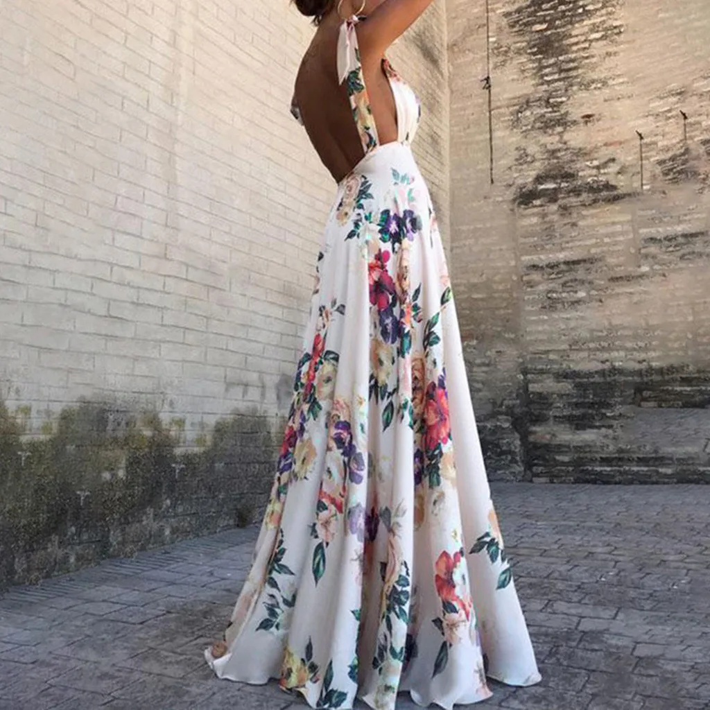 Женское длинное платье макси в стиле бохо JAYCOSIN летнее пляжное без рукавов с