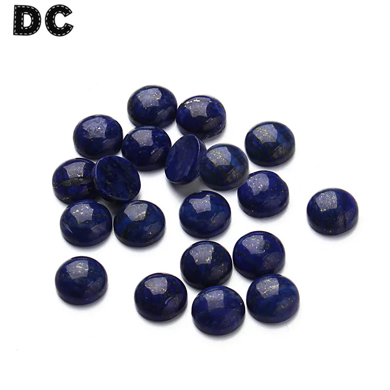 20 шт./лот круглые бусины синего лазурита с плоским основанием кабошоны 8 мм 10 12 для