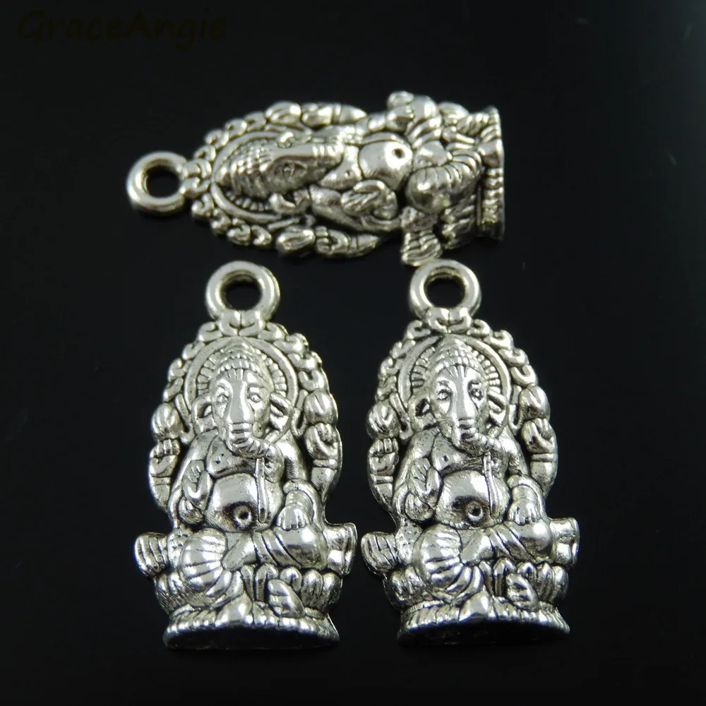 7PCS /1Lot Antique Silver Color Alloy Elephant Buddha Pendant Charms Necklace 27*14*5mm|pendant charms|antique silvernecklace pendants charms |
