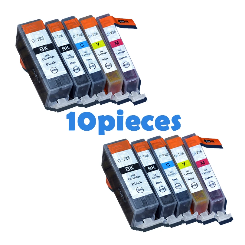 10 шт. PGI725 CLI726 картриджи с чернилами для canon PGI 725 CLI 726 IP4870 IP4970 IX6560 MG5170 MG5270 MG5370 MG6170 MG6270