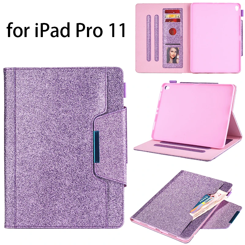 Блестящий чехол для ipad pro 11 2018 Роскошный деловой кошелек из искусственной кожи