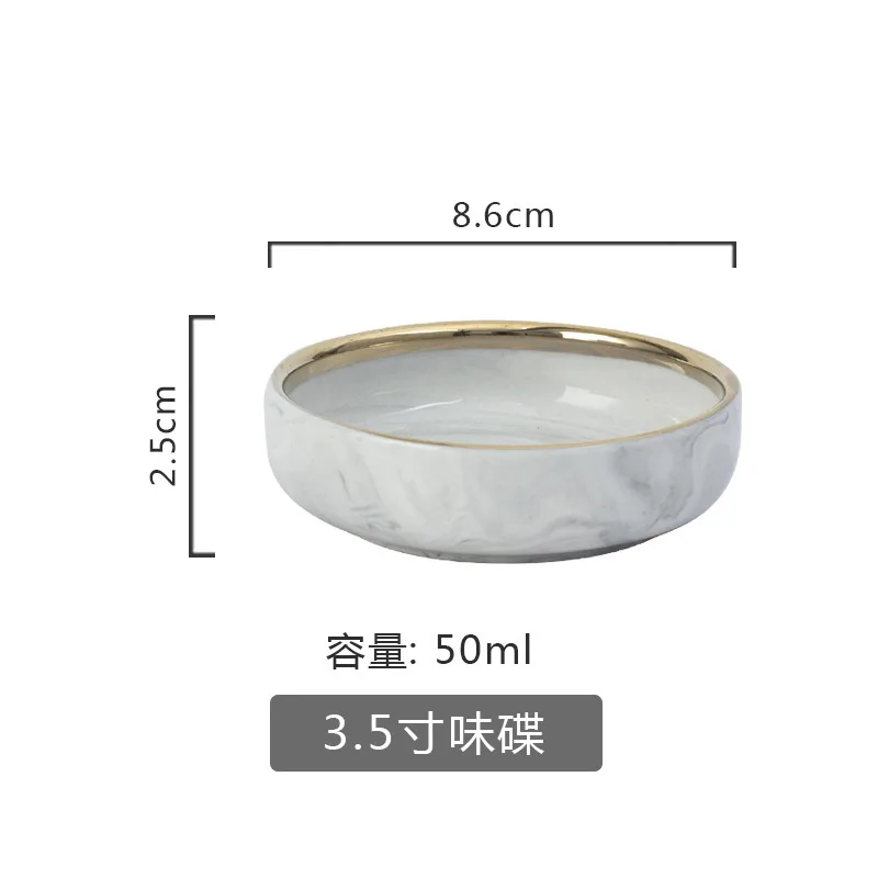 3.5 inch dished Europe Electroplating Marble Phnom Penh Ceramica Plate Western-style Snack Salad Disc Household Soup Bowl Tableware 1pcs - Цвет: 3.5 inch dished