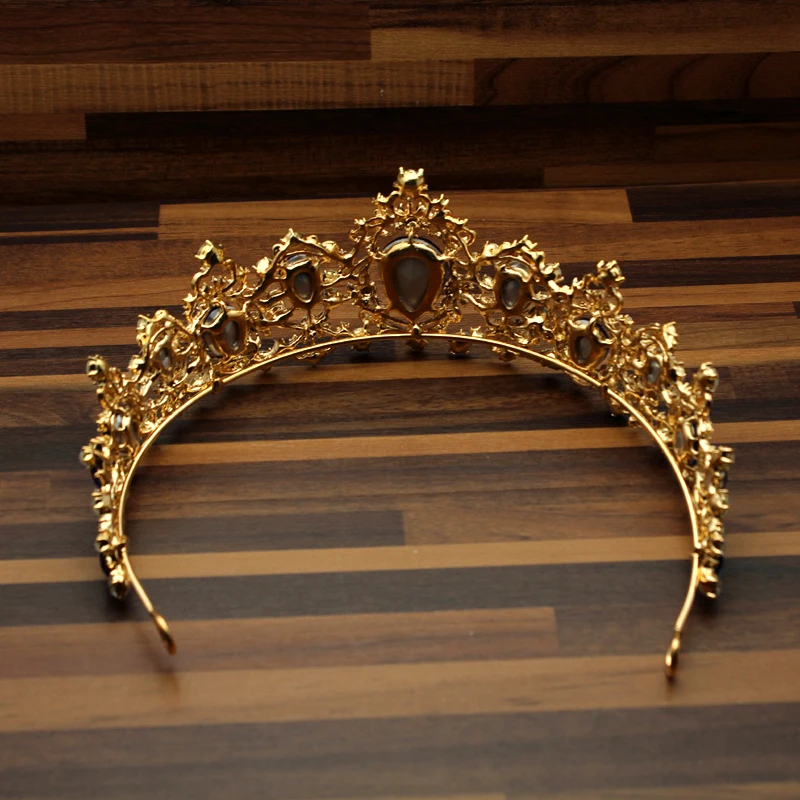 Большие винтажные Золотые женские аксессуары для волос свадебная диадема со
