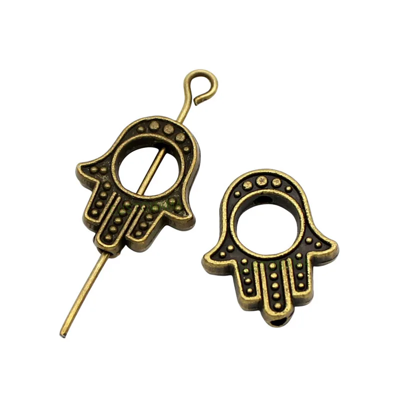 

70PCS-Antique Bronze Plated Hamsa Hand Spacer Beads Charms 15x13mm