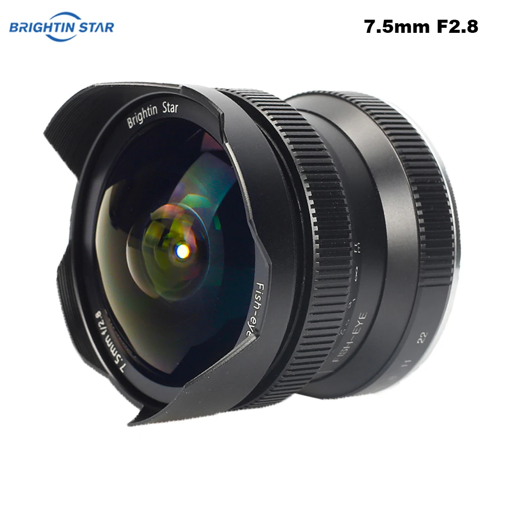 Объектив Brightin Star 7 5 мм F2.8 рыбий глаз ультра-Широкий 180 градусов ручной