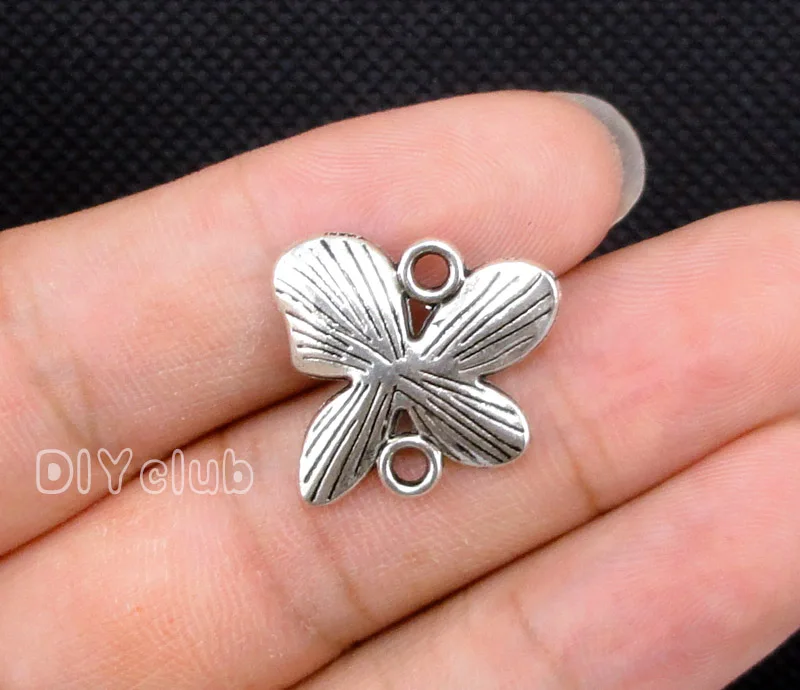 50pcs-старинный Серебряный/Бронзовый четырехлистный Соединитель с цветочным