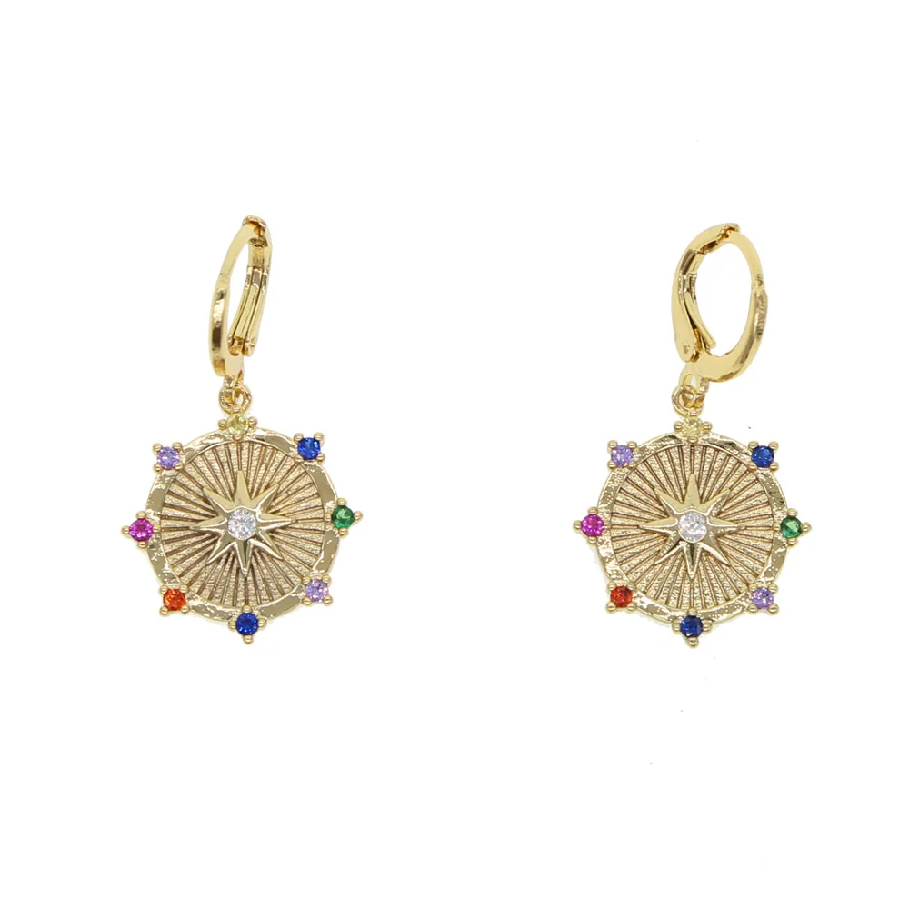 Серьги капельки с разноцветными радужными кристаллами starburst star Signet серьги