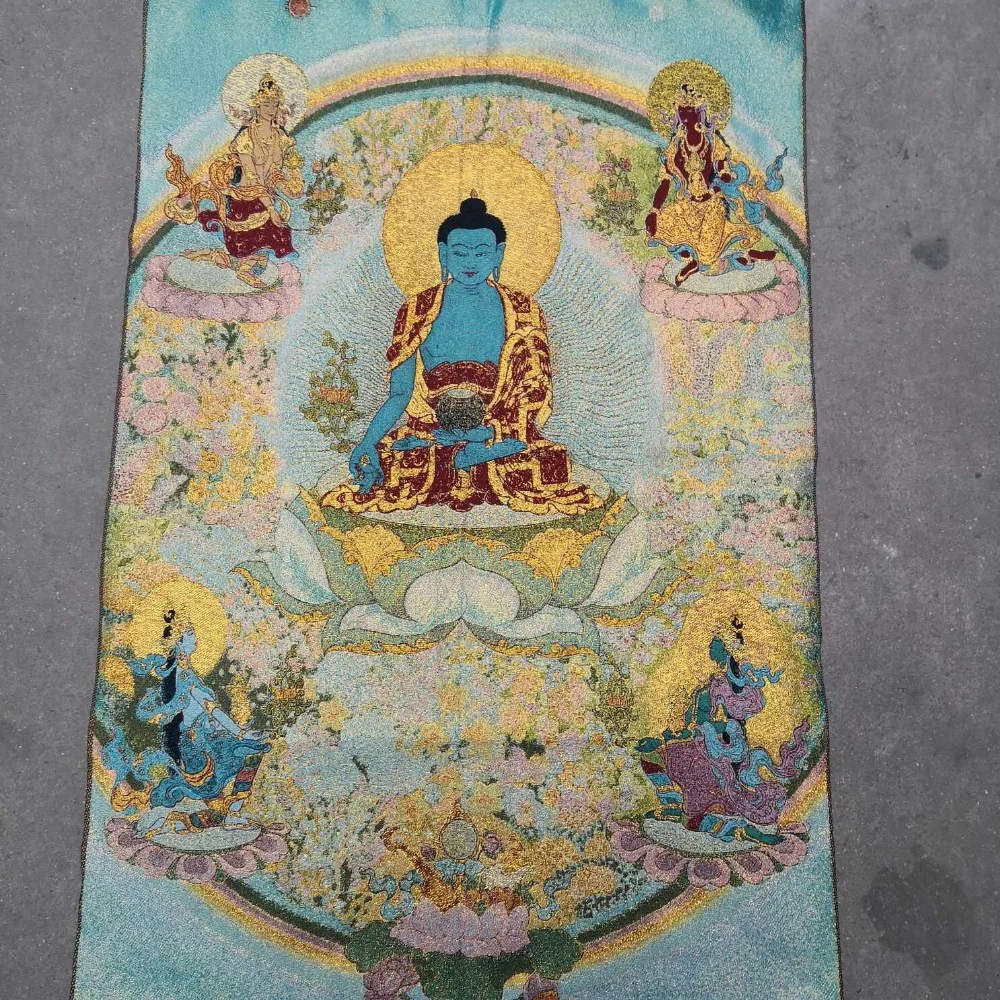 2019Nepalese collection of traditional Tibetan Buddhism Thangka Buddha paintings large size (90X60) silk brocade painting 00119 | Дом и сад