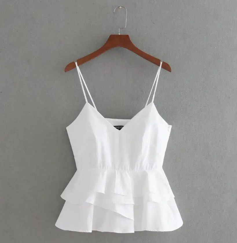 Белый короткий топ женский Лето 2017 без рукавов с вырезом на ремне|Топы| |