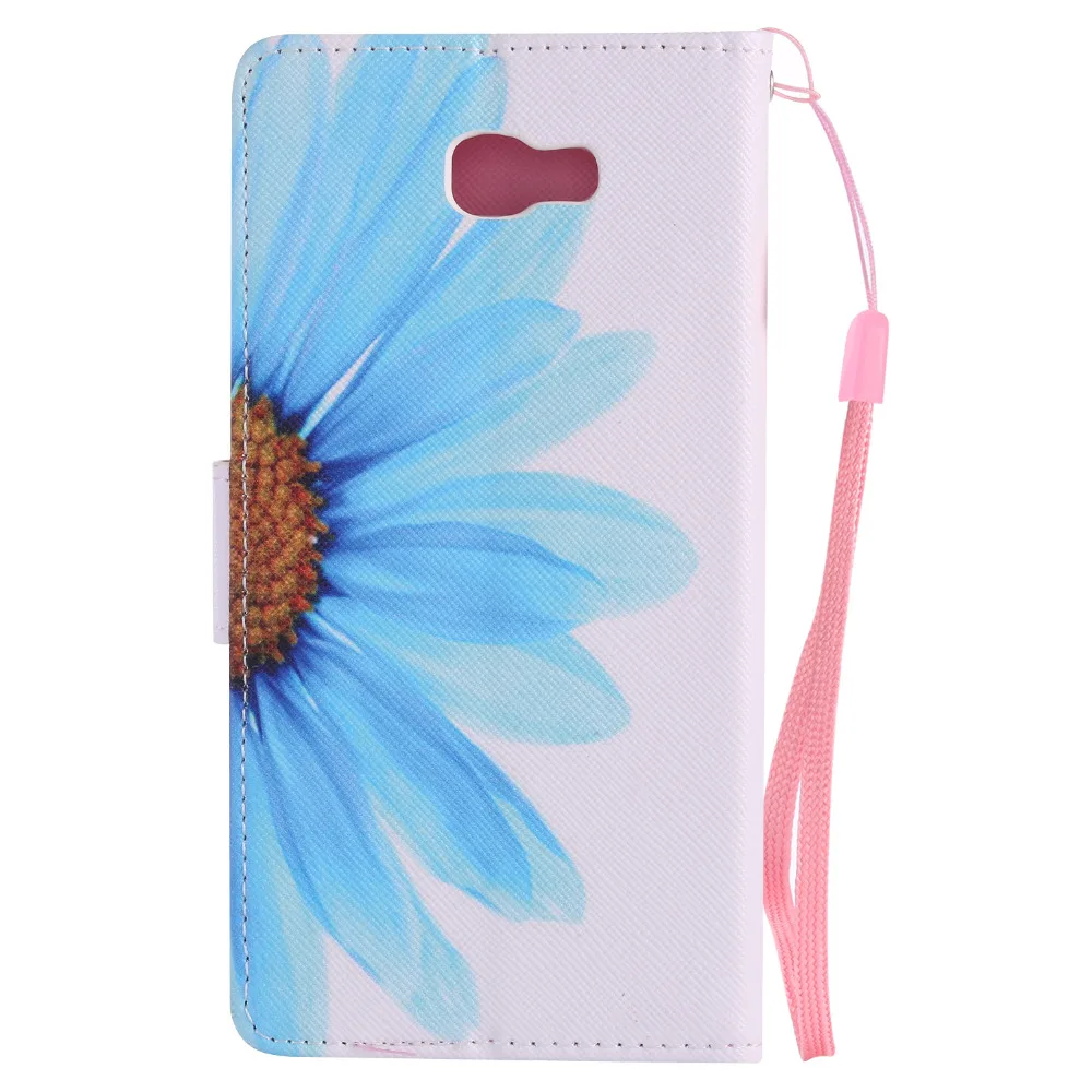 Blue Flower Petals Design Wallet Flip Stand Holder Pouch Case For Samsung Galaxy J5 Prime On5 2016 Leather Cover Coque Fundas |