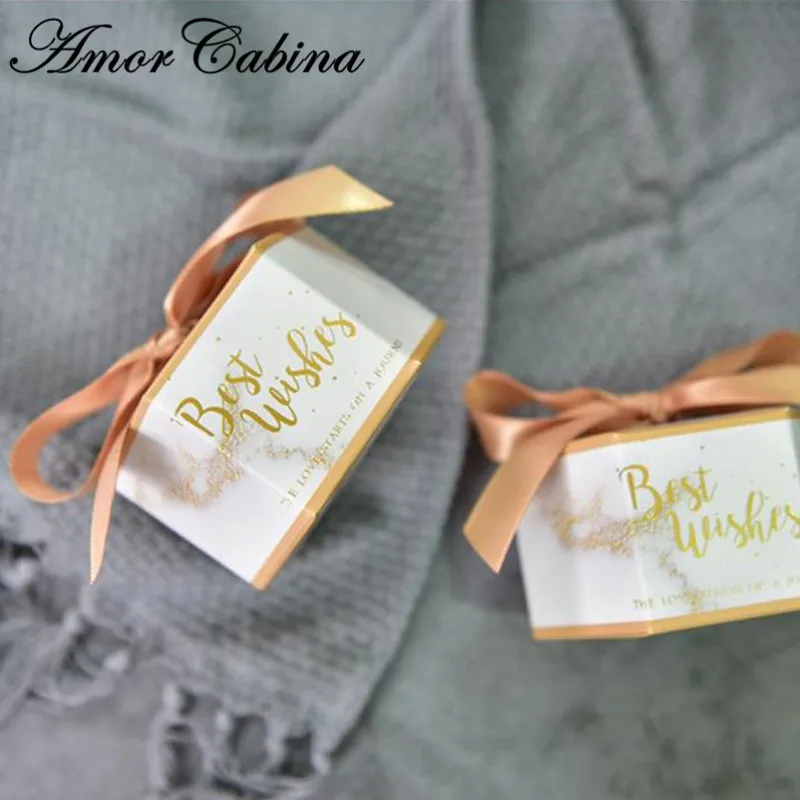 50 шт. креативный золотой мраморный стиль шестигранник &quotлучшее благословение&quot