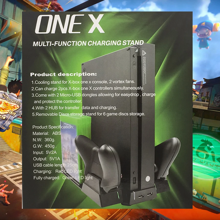 Вертикальная подставка для охлаждения вентилятор Xbox One X зарядное устройство